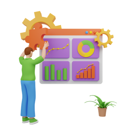 Analyzing sales growth chart  3D Illustration