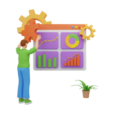 Analyzing sales growth chart  3D Illustration