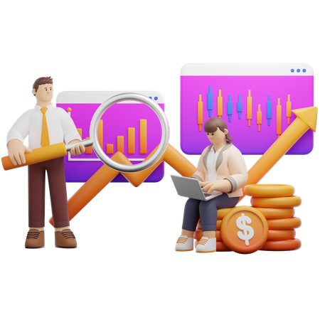 株式市場の分析  3D Illustration