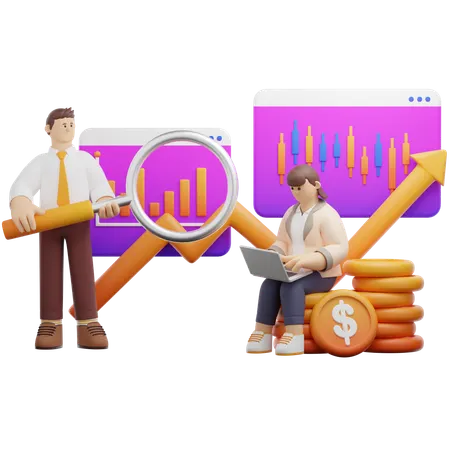 株式市場の分析  3D Illustration