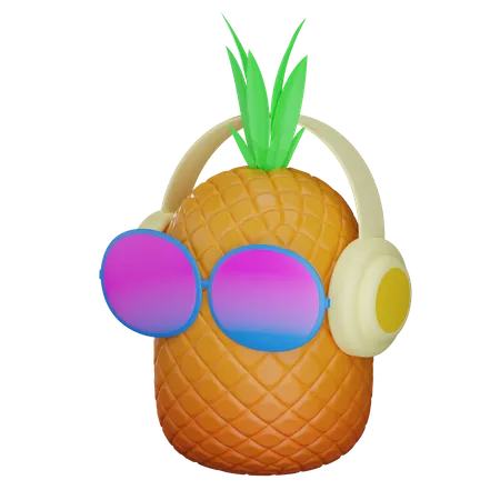 Ananas et verres  3D Illustration