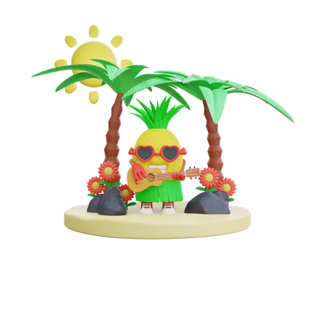 3 D Renderdesign Eines Sussen Ananas Charakters Fur Den Sommerurlaub 3D Illustration