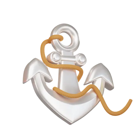 Anchor Boat And Rope 3D Icon