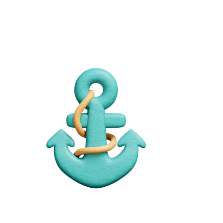 Anchor with rope  3D Icon
