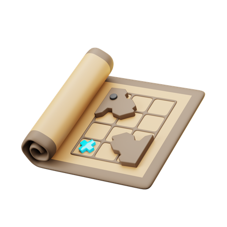 古代の地図の巻物  3D Icon