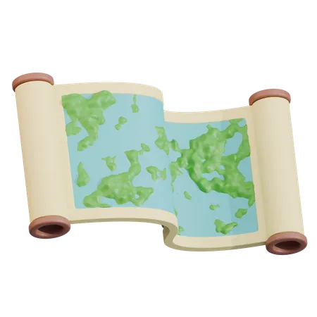 고대 두루마리 지도  3D Icon