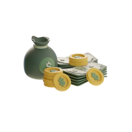 And Coin Bag  3D Icon