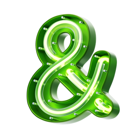 And Sign Symbol Shape Neon Text  3D Icon