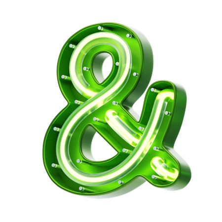 And Sign Symbol Shape Neon Text  3D Icon