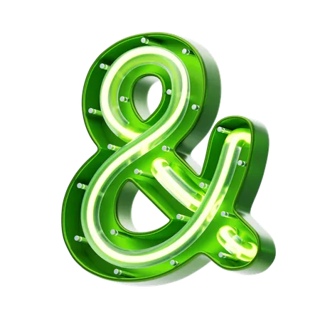 And Sign Symbol Shape Neon Text  3D Icon