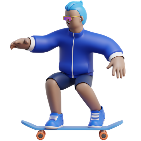 Andando de skate  3D Illustration