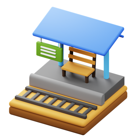 Andén de la estación de tren  3D Icon