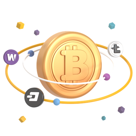 Bitcoin-Umlaufbahn  3D Icon