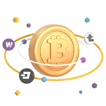 Bitcoin-Umlaufbahn  3D Icon