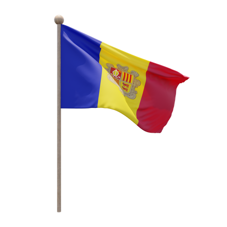 Asta de bandera de andorra  3D Flag