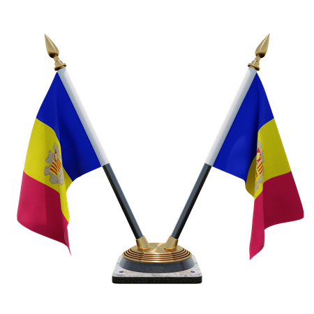 Andorra Doppelter Tischflaggenständer  3D Flag