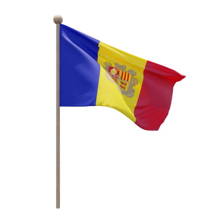 Andorra Flag Pole  3D Flag