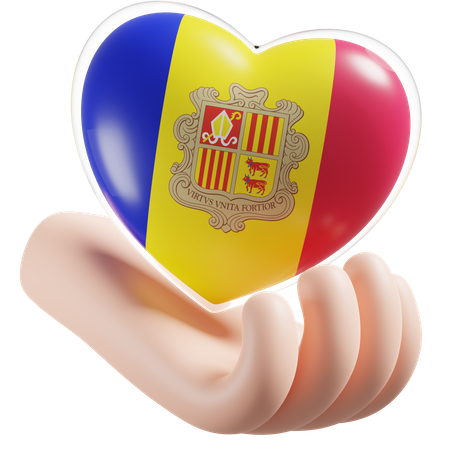 Andorra Flagge Herz Handpflege  3D Icon