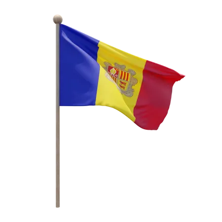 Andorra Flagpole  3D Flag