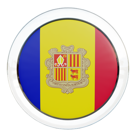 Andorra Round Flag  3D Icon