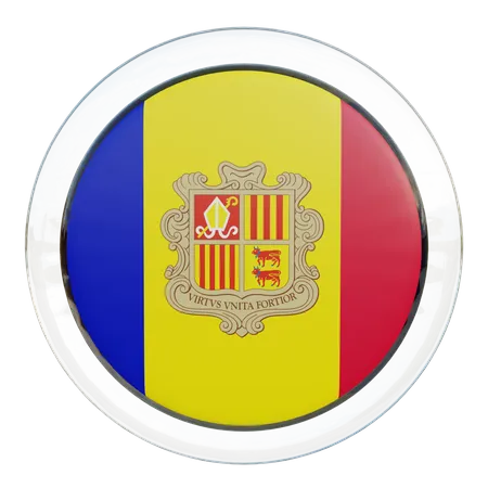 Andorra Round Flag 3D Icon