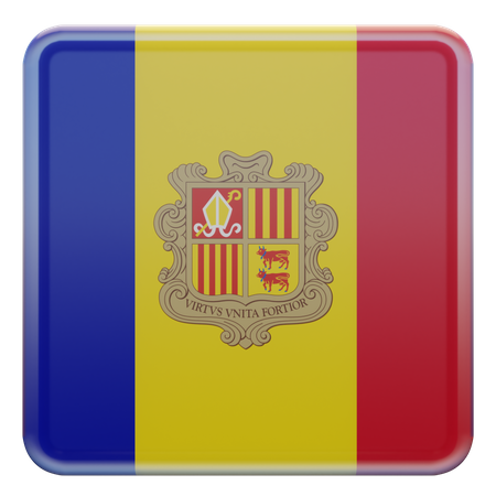 Andorra Square Flag  3D Icon