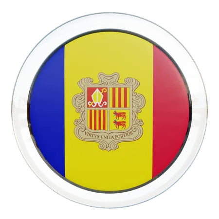 Drapeau rond d'Andorre  3D Icon