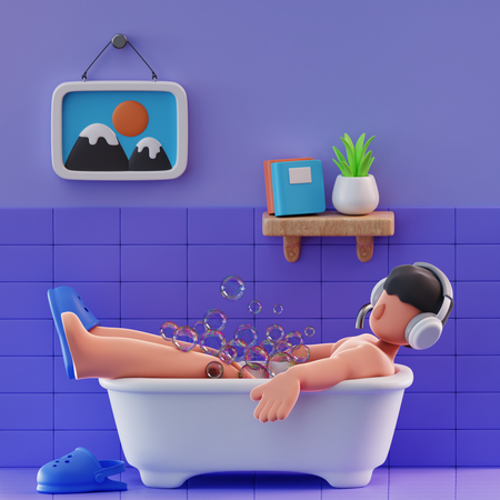 Andy tomando una ducha  3D Illustration