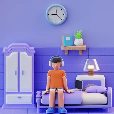 Andy Wants To Sleep  3D Illustration