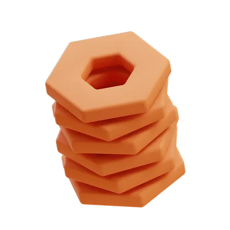 Anéis octogonais empilhados  3D Illustration
