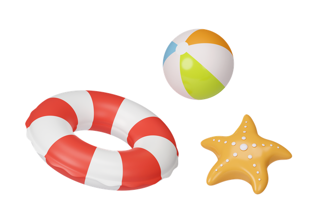 Anel de natação e estrela do mar  3D Icon