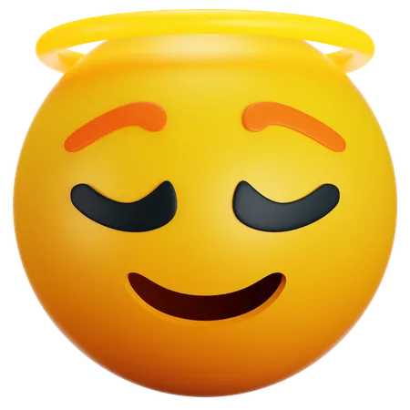 Angel Emoji Happy Yellow Face With Halo Overhead 3 D Stylized Icon 3D Icon
