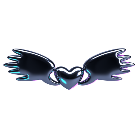 Angel Heart with Wings  3D Icon