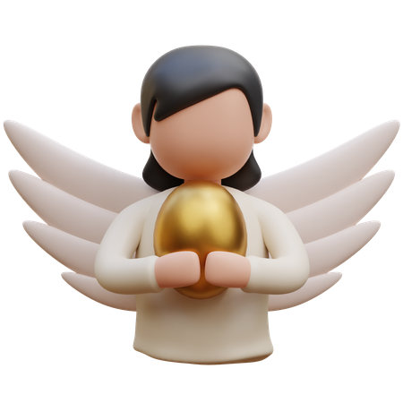 Angel with Gold Egg  3D Icon