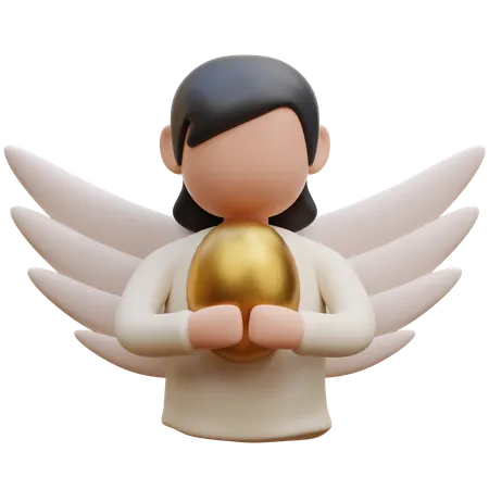 Angel with Gold Egg  3D Icon
