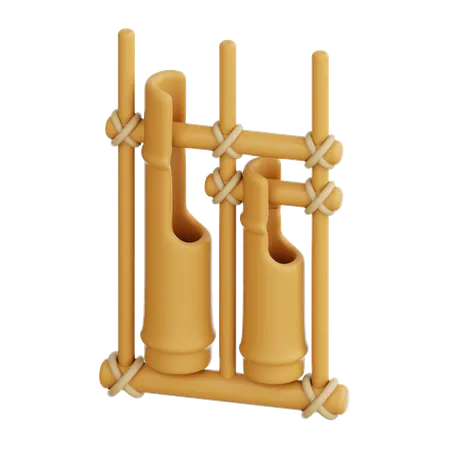 Angklung de instrumentos musicais tradicionais  3D Icon