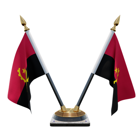 Angola Double (V) Desk Flag Stand  3D Icon