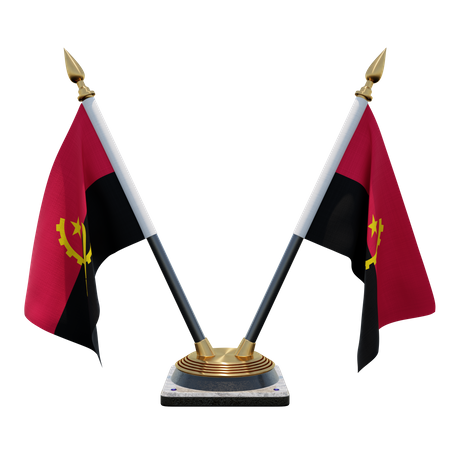 Angola Double Desk Flag Stand  3D Flag