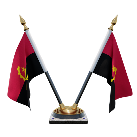 Angola Double Desk Flag Stand  3D Illustration