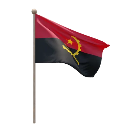 Angola Flag Pole  3D Illustration