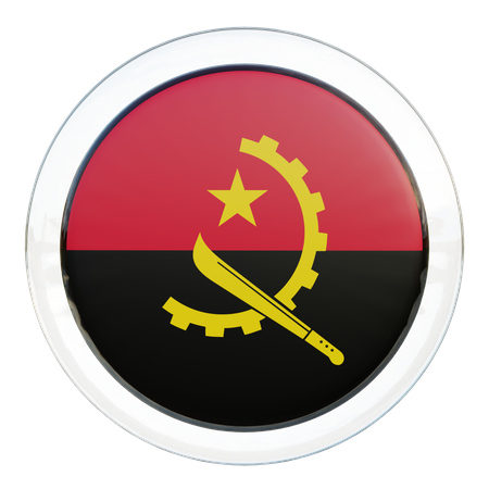 Angola Round Flag  3D Icon