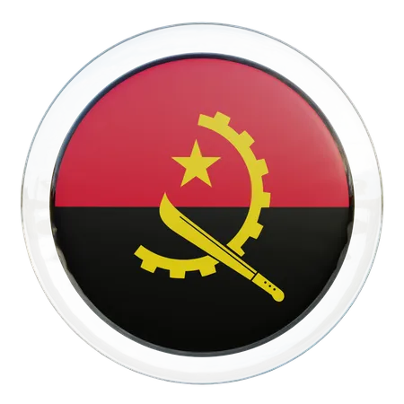 Angola Round Flag  3D Icon