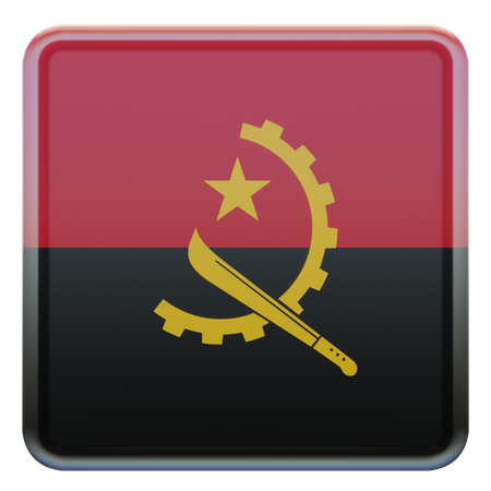 Angola Square Flag  3D Icon