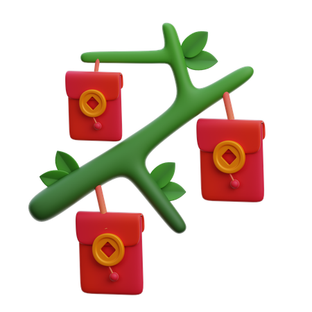 Angpao Tree Branch  3D Icon