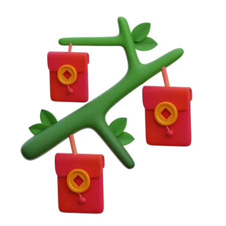 Angpao Tree Branch  3D Icon