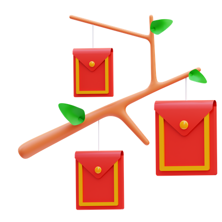 Angpao Tree Branch  3D Icon
