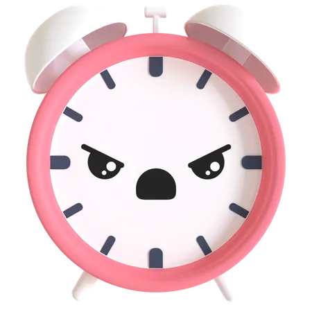 Alarm Clock With Angry Face Expression 3D Illustration