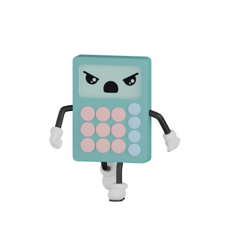 Angry And Running Calculator 3D Illustration