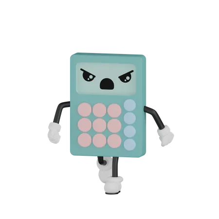 Angry And Running Calculator  3D Illustration