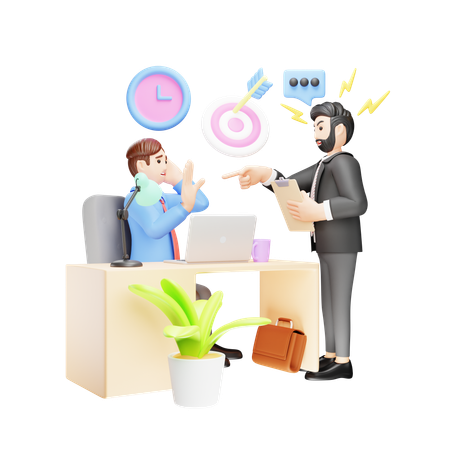 Angry Boss Confronting an Employee  3D Icon